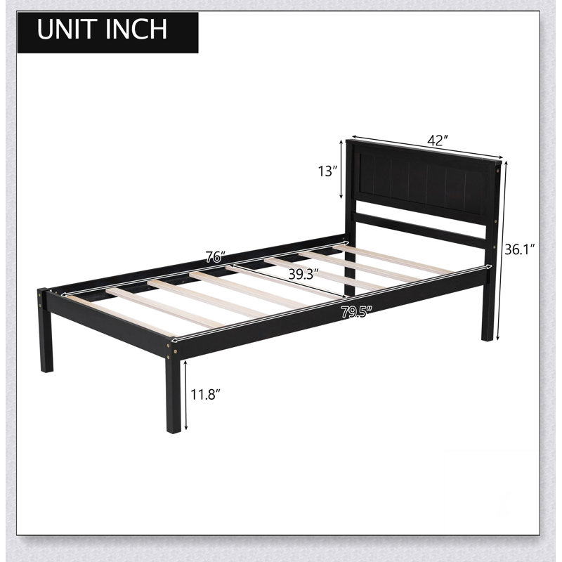 Platform Bed Frame With Headboard, Twin, Espresso