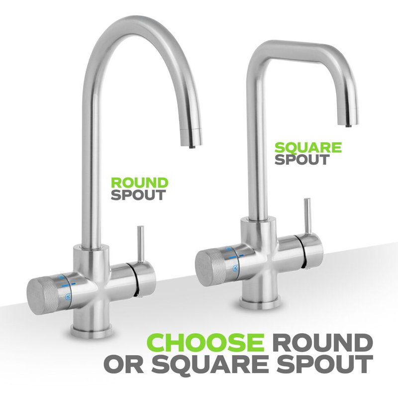 Stylish & Durable NORTON Square 4-in-1 Tap Spout Filtered Boiling, Chilled, And Ambient Water Filter, Stainless Steel