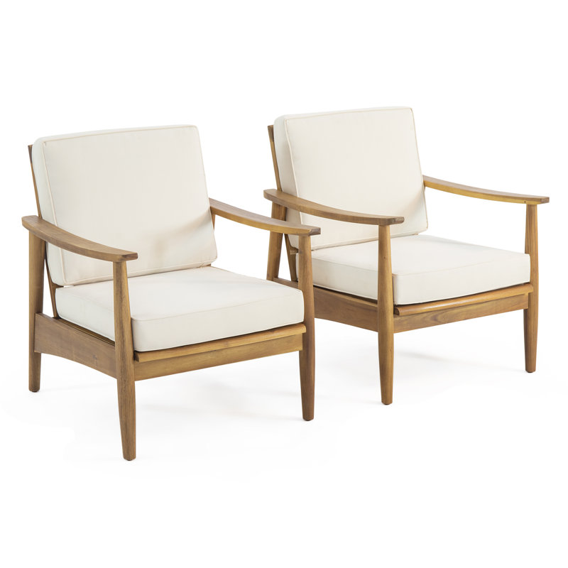Chaise d'extérieur avec coussins James, Teck, Beige