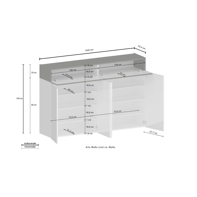 32 Pair Shoe Storage Cabinet, White/Grey