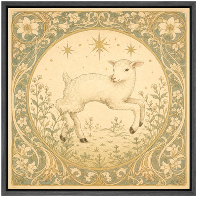Cute Lamb Floral Vintage Holiday Swan Framed Canvas Master Bedroom Wall Art Work Print