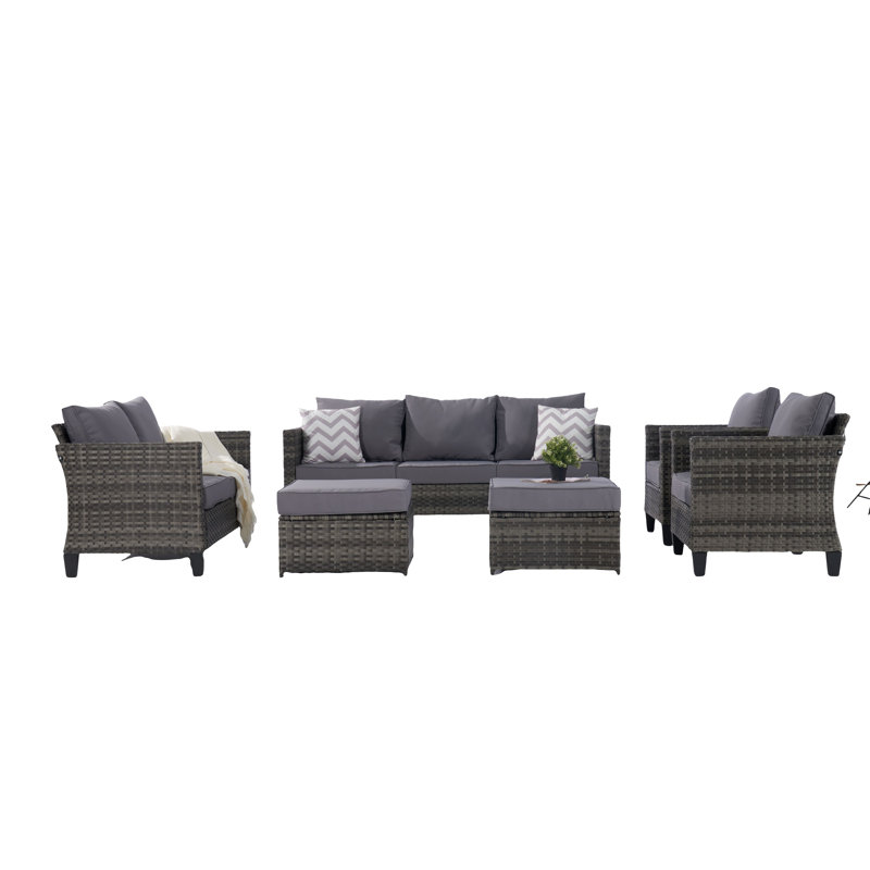 Wicker 9 - Person Patio Conversation Set, Gray