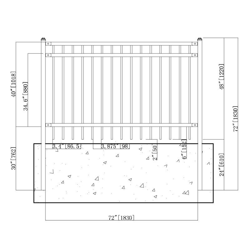 ALEKO 4 ft x 6 ft Black Painted Steel Fence Panel