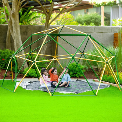 Geometric Dome Climber with Hammock for Kids Outdoor, Heavy-Duty Steel Climbing Dome Play Center, Rust & UV Resistant, Supports up to 1000 LBS