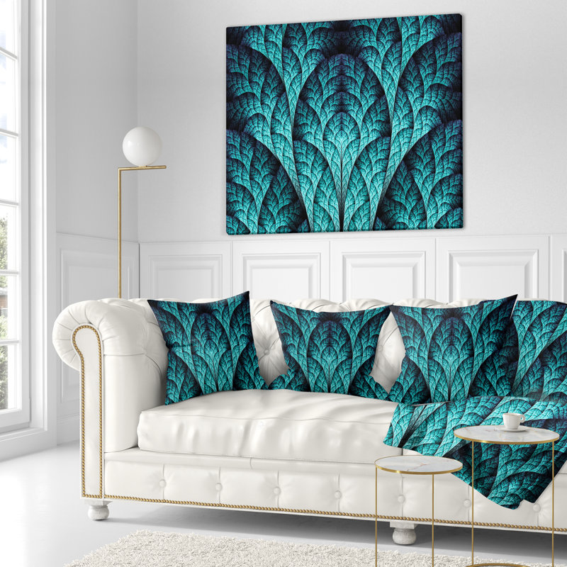 Organisme biologique exotique bleu - coussin imprimé abstrait, H 18 po x l 18 po, Coussin décoratif