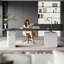 Bureau rectangulaire noir et blanc en bois massif avec 3 tiroirs-1879388165
