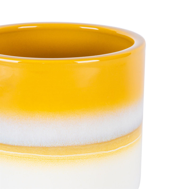 Ceramic Pot Planter, 17.5cm H x 18cm W x 18cm D, Yellow