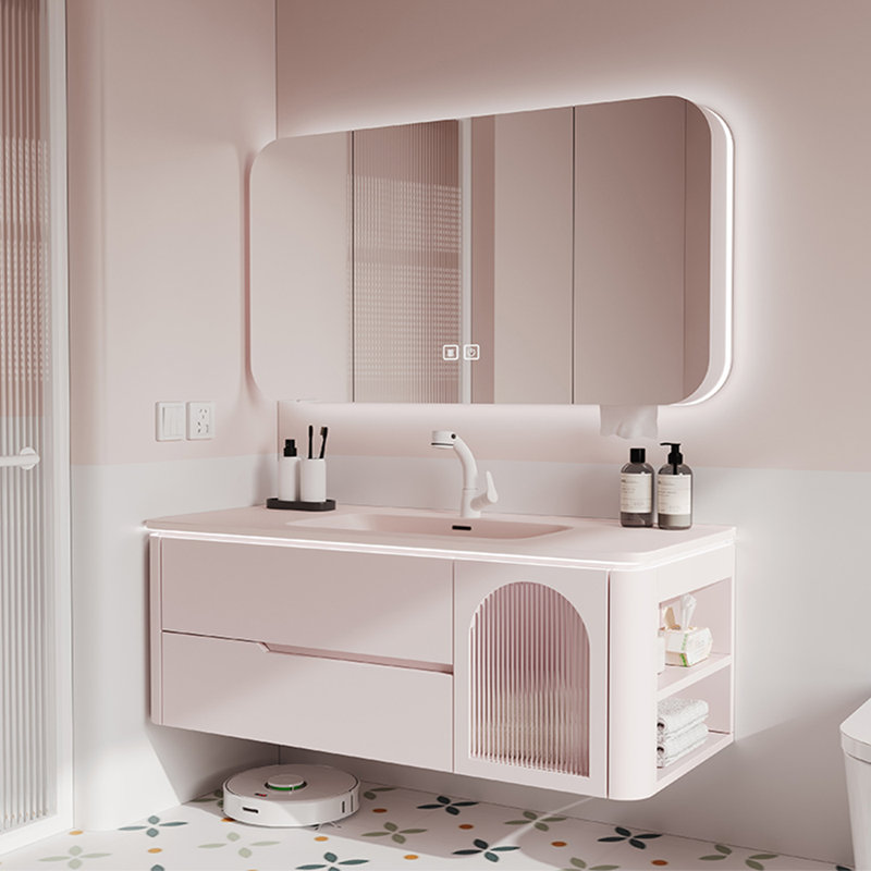 Modern light luxury pink bathroom cabinet