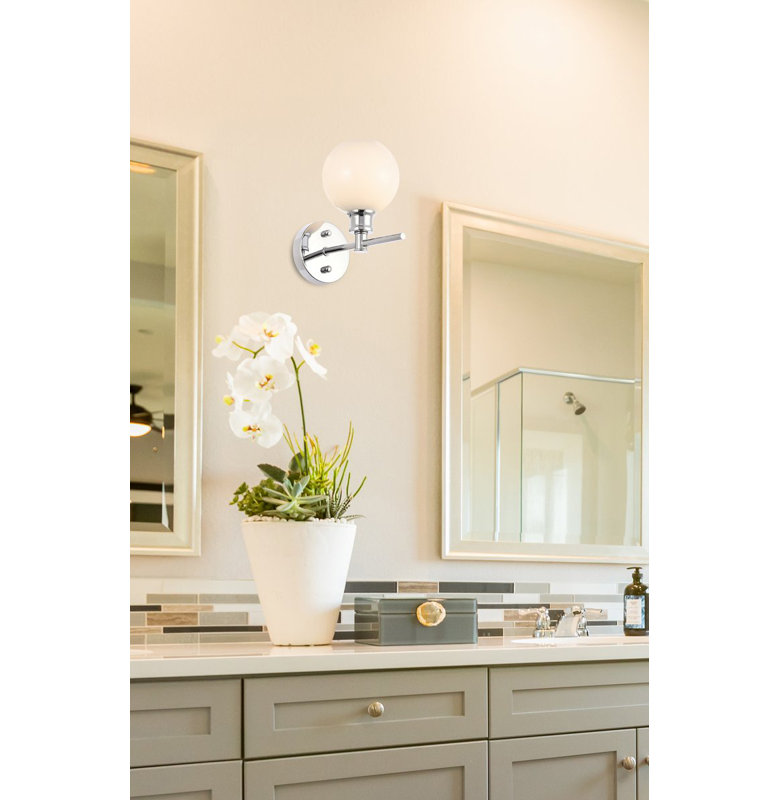 Drinkard Dimmable Bath Sconce, Frosted White, Chrome
