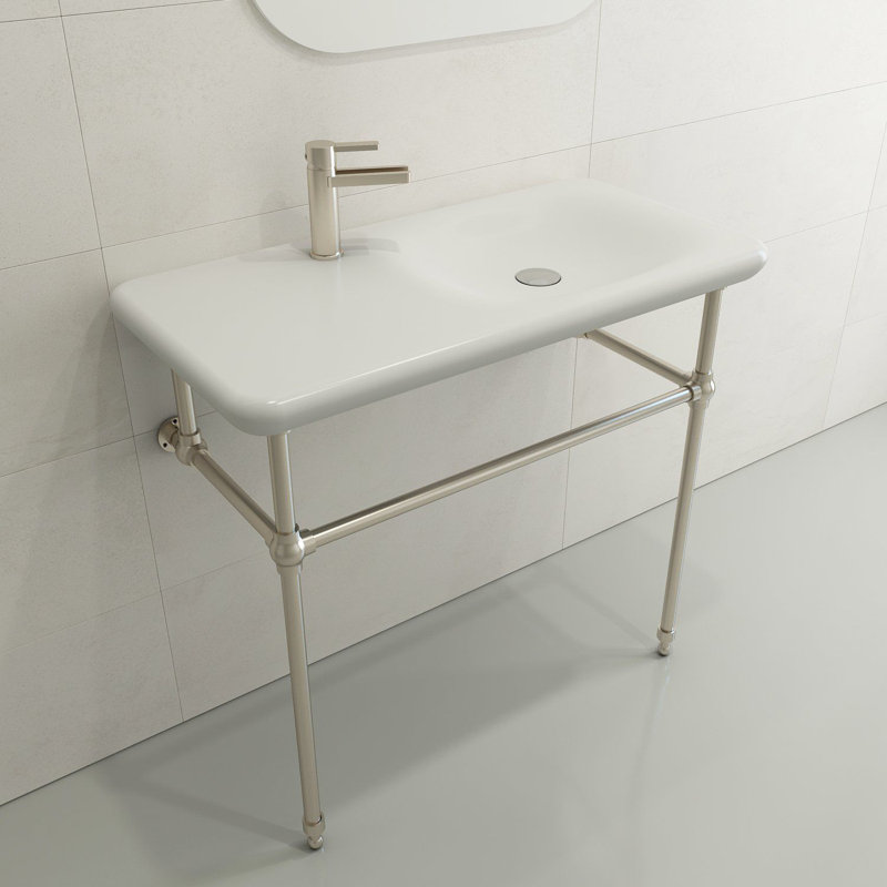 Fenice 35.6'' L Bathroom Sink, Matte White