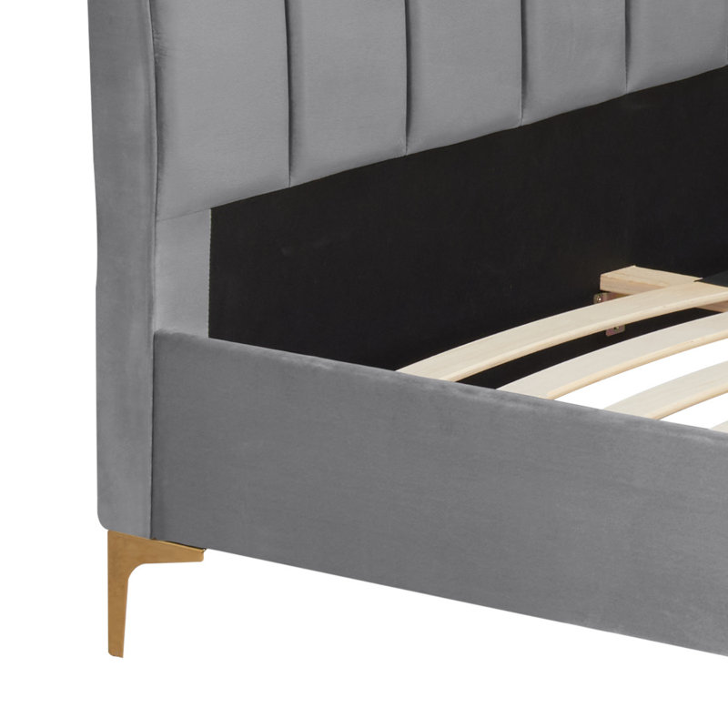 Latrell Comfort Upholstered Bed Frame, Double (4'6), Grey