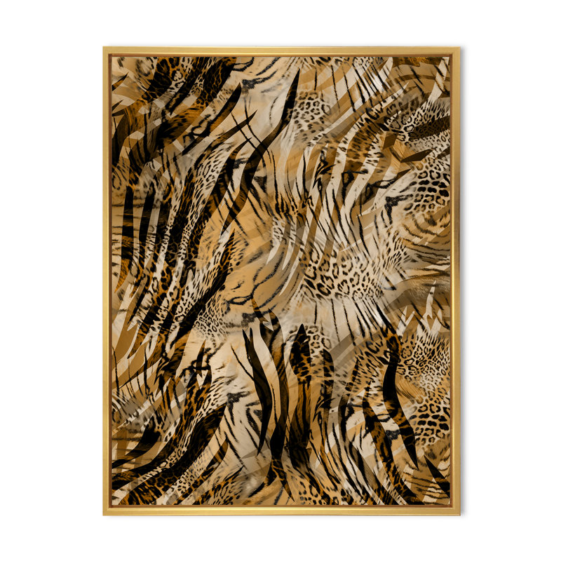 Léopard et tigre IV - Impression sur toile, H 40 po x l 30 po x P 1,5 po, Toile à cadre flottant doré