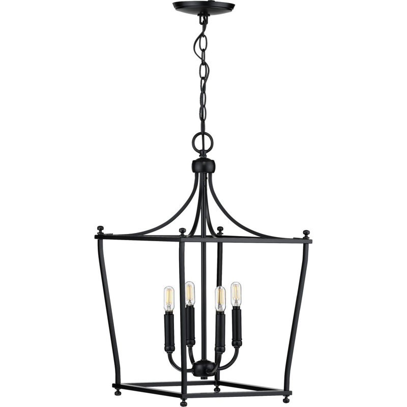 Luminaire suspendu géométrique à 4 lumières Hennings, Noir