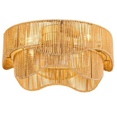 Ventilateur de plafond encastré de 19 pouces à cordon de papier de style bohémien, avec double commande via une application Bluetooth et télécommande, moteur sans balais réversible silencieux à six vitesses pour les chambres / balcons / maisons de vacances