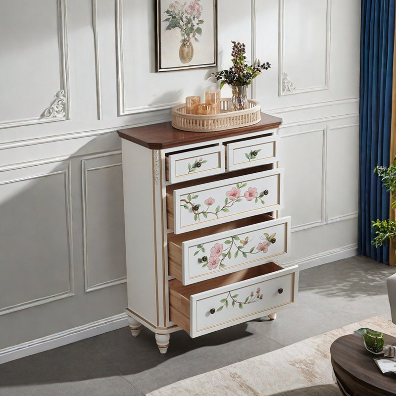Five drawer painted multi-function accent chest