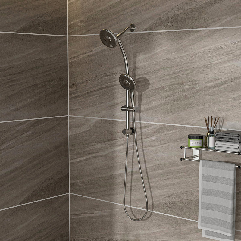 5" Multi Function Dual Shower Head, With Adjustable Slide Bar