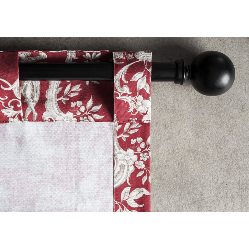 Maison d'Hermine Joli Jouy - Ensemble de 1 rideau 100 % coton rouge - 50 po x 96 po, Rouge, L 50 po x L 96 po