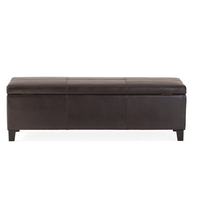 Upholstered PU Leather Storage Ottoman, Solid Wooden Legs (old sku 57742.00BRN)