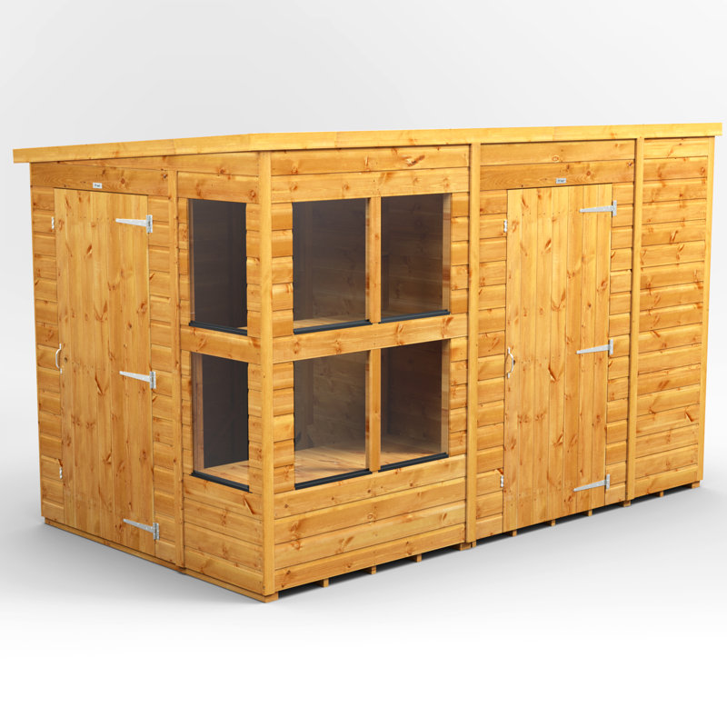 Powersheds 10 x 6ft Timber Tongue & Groove Pent Potting Shed Combi (includes 6ft Side Store)