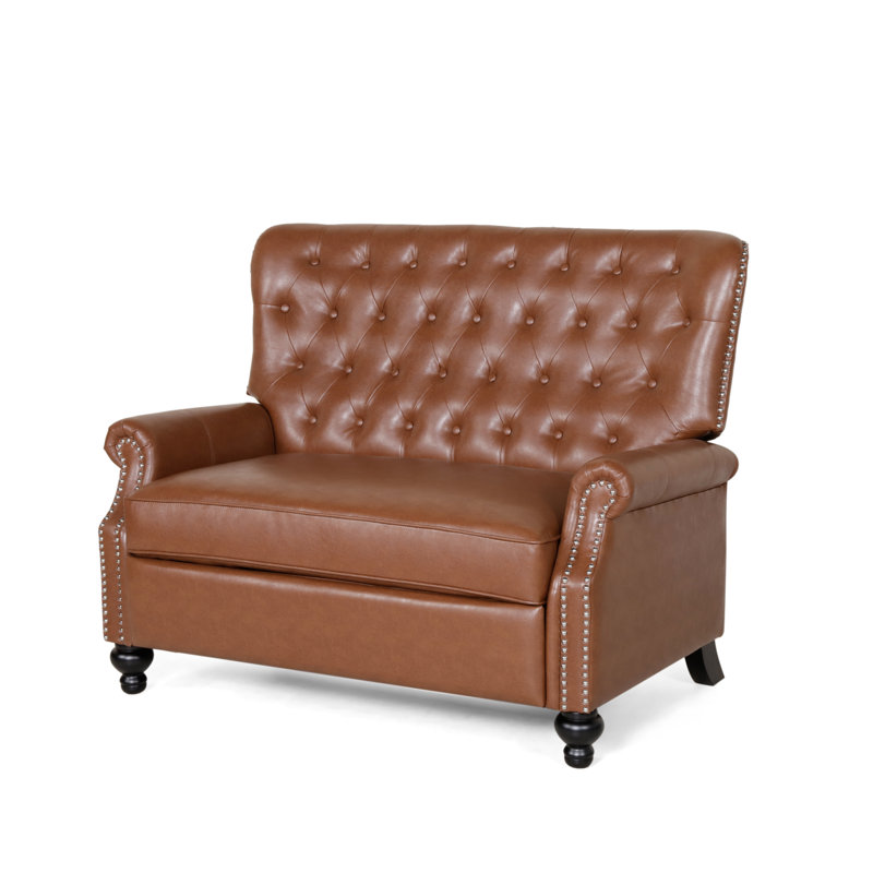 Fauteuil inclinable manuel en simili cuir 49,5 po Cliett, Brun cognac