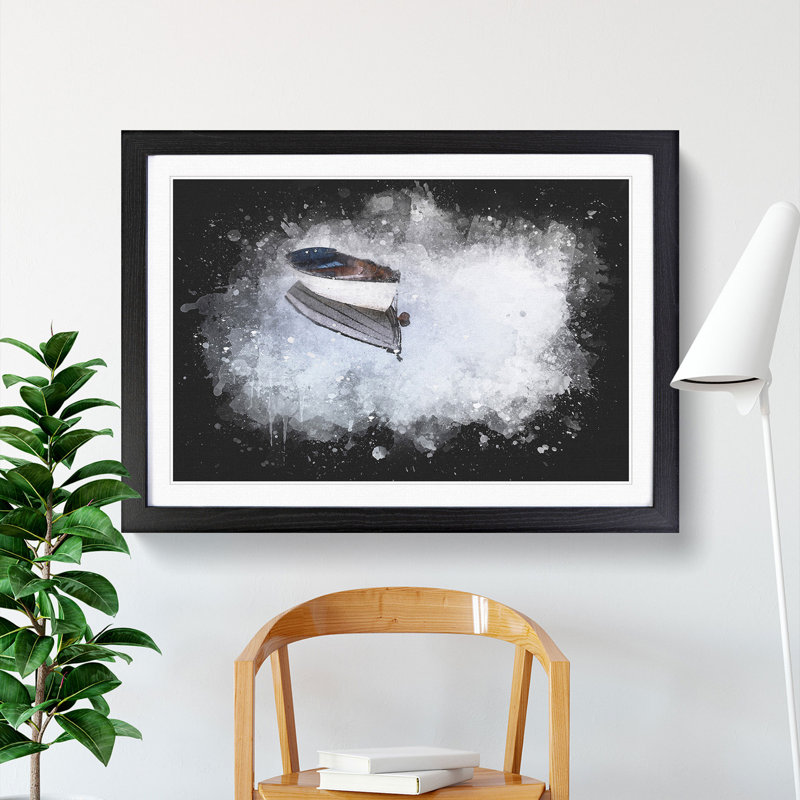 Reflection Of A Boat - Picture Frame Graphic Art, 45cm H x 63cm W x 2cm D, Black Framed