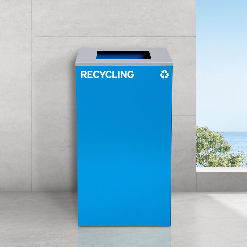 Bac de recyclage en acier 29 gallons avec couvercle carré Alpine Industries