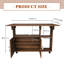 Table pliante avec tablettes de rangement et roulettes