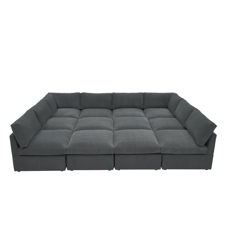 Grand ensemble modulaire Middleton en velours côtelé, Velours côtelé gris foncé