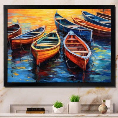 Bateaux dans le port I - art mural grand port côtier