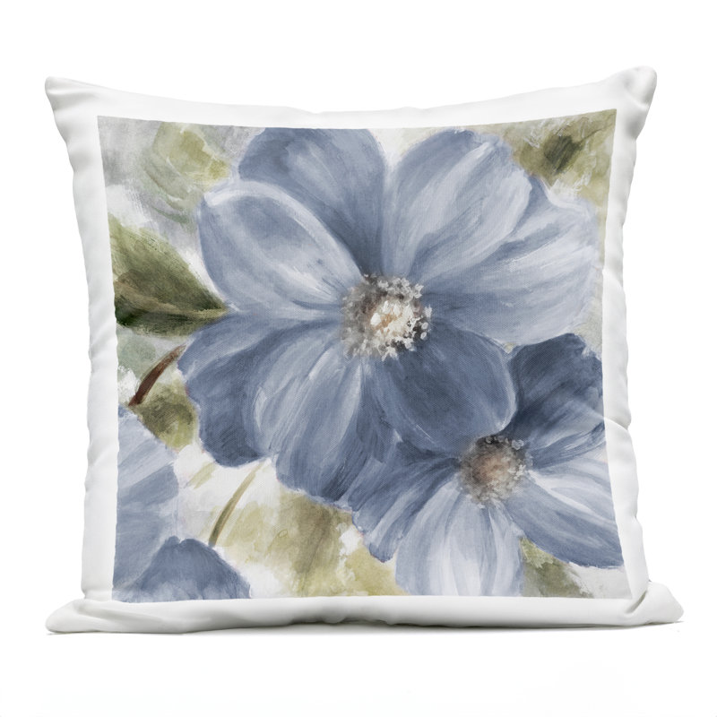 Coussin d'extérieur imprimé Blue Beauty Blossoms, par Lanie Loreth, 18 x 7 x 18, Simple