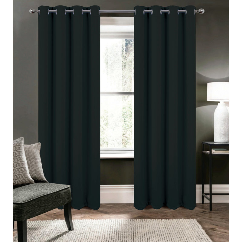 Oakley Embossed Room Darkening Window Curtain, 52" W x 90" L, Black