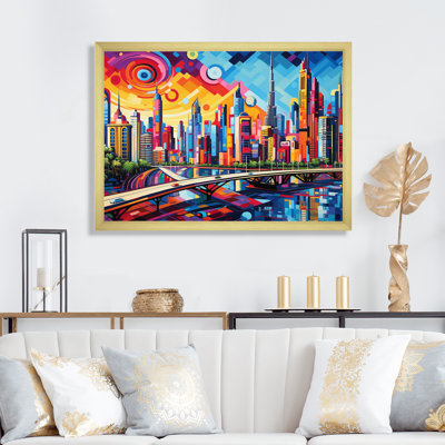 Pop Art Dubai Cityscape II - Cityscapes Canvas Prints