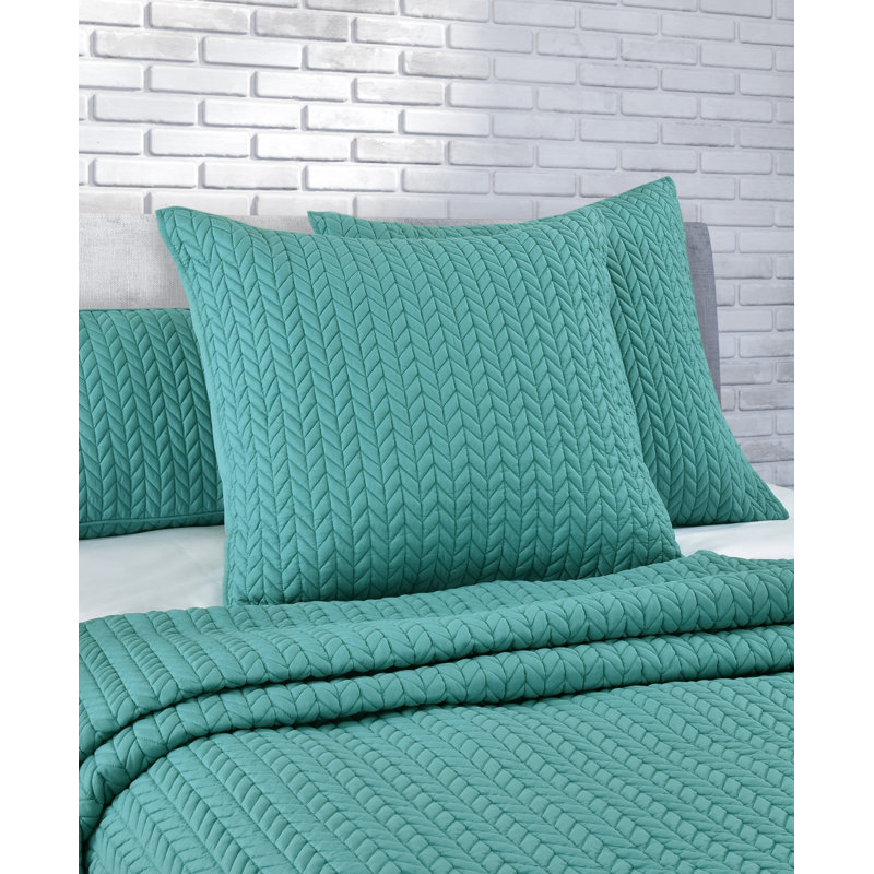Cabo Turquoise/Blue/Fuchsia/Whie/Chartreuse Polyester Microfiber Piece Sham, King, Turquoise