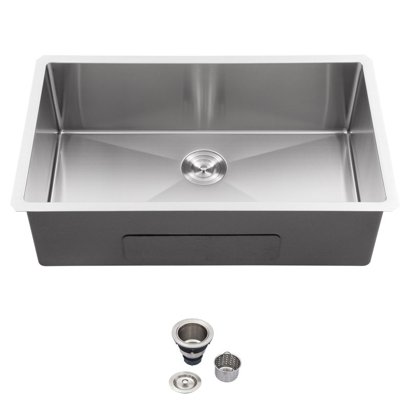 Évier de cuisine encastré à simple cuve en acier inoxydable de calibre 16 L 33 po x l 19 po