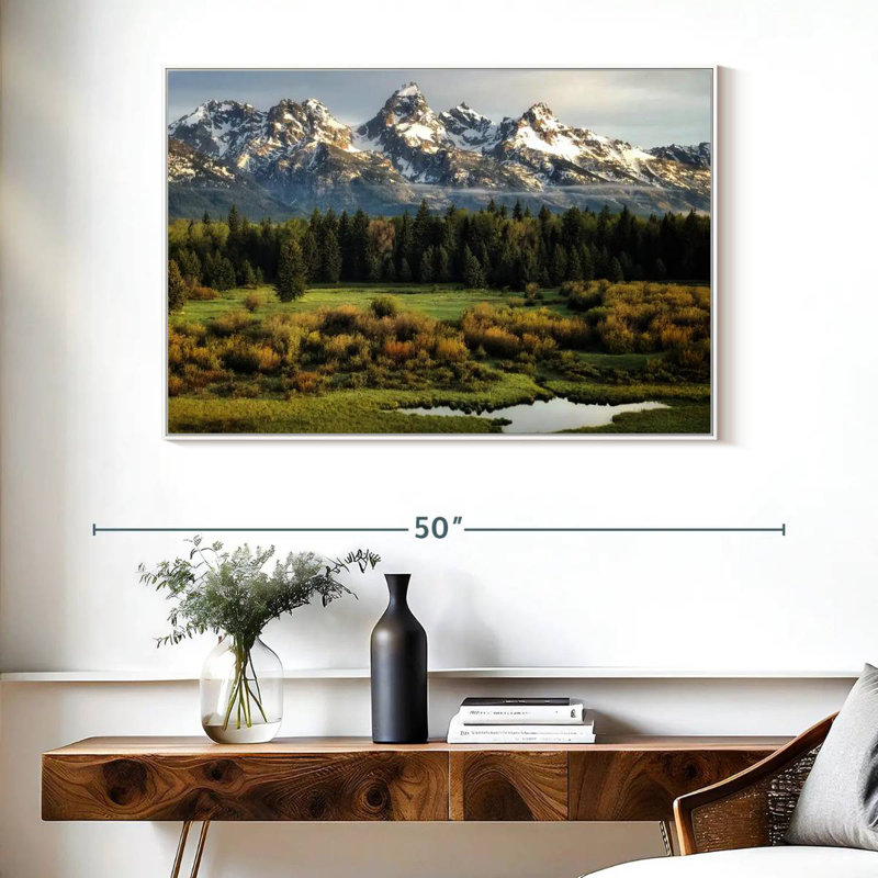 Grand Teton Beauty, Cadre flottant blanc, 40 po x 27 po