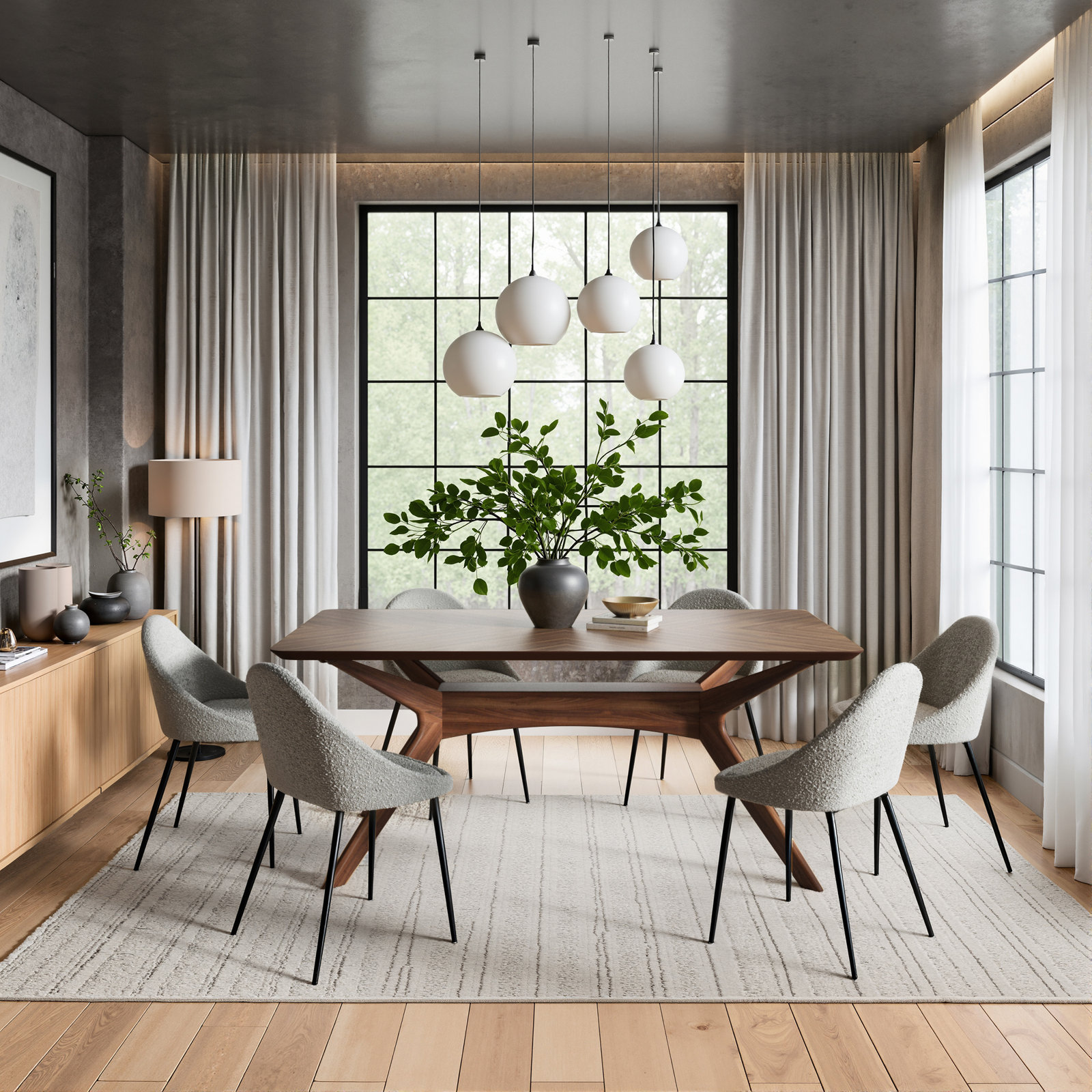 Budapest 71" Oak Dining Table, Walnut