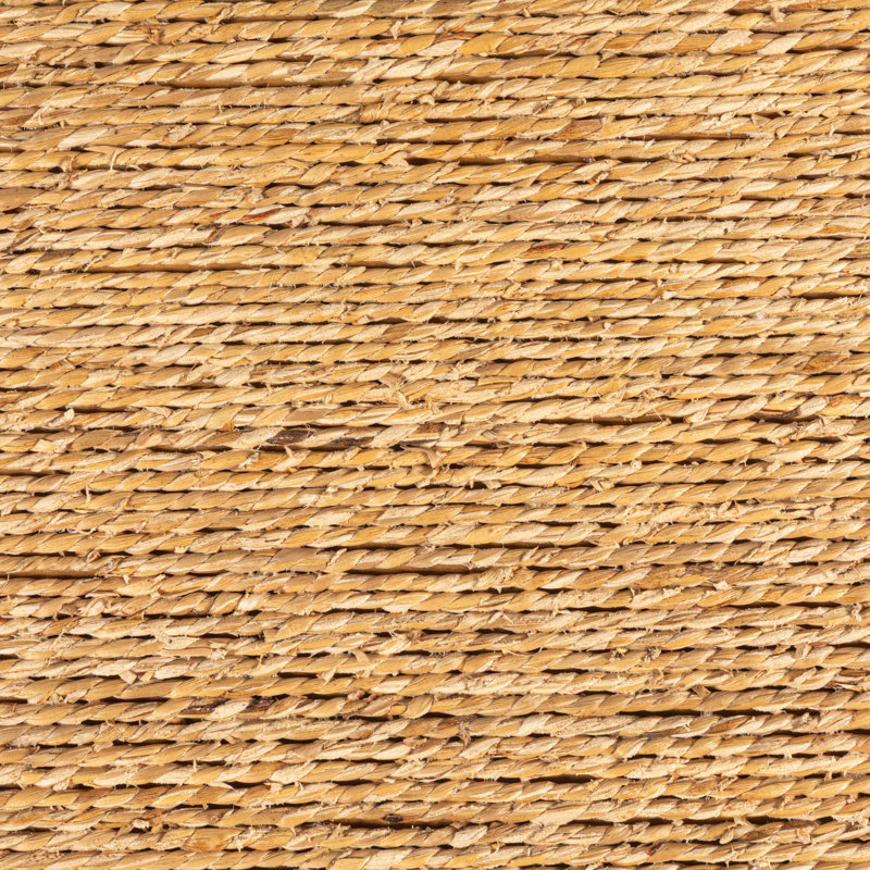 Miramar Woven Water Hyacinth & Acacia Wood Coffee Table with Waterfall Edge, Large, 39.37"L x 39.37"W x 15.75"H