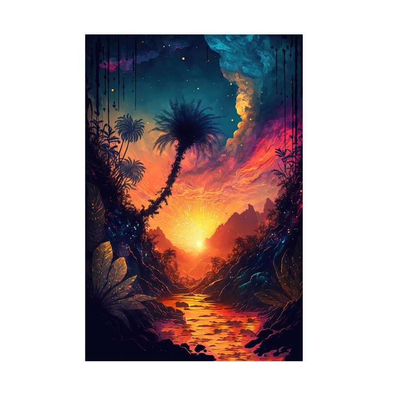 Art mural sur toile tendue - Wumples «Sunset B8», art mural pour salon, chambre à coucher ou bureau - 30 x 47