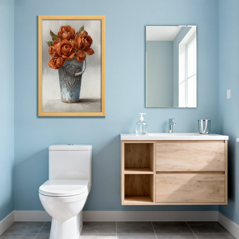 Plantes et fleurs arrangement floral rustique dans un seau décoratif, Toile tendue, Ne s’applique pas, H 24 po x l 16 po