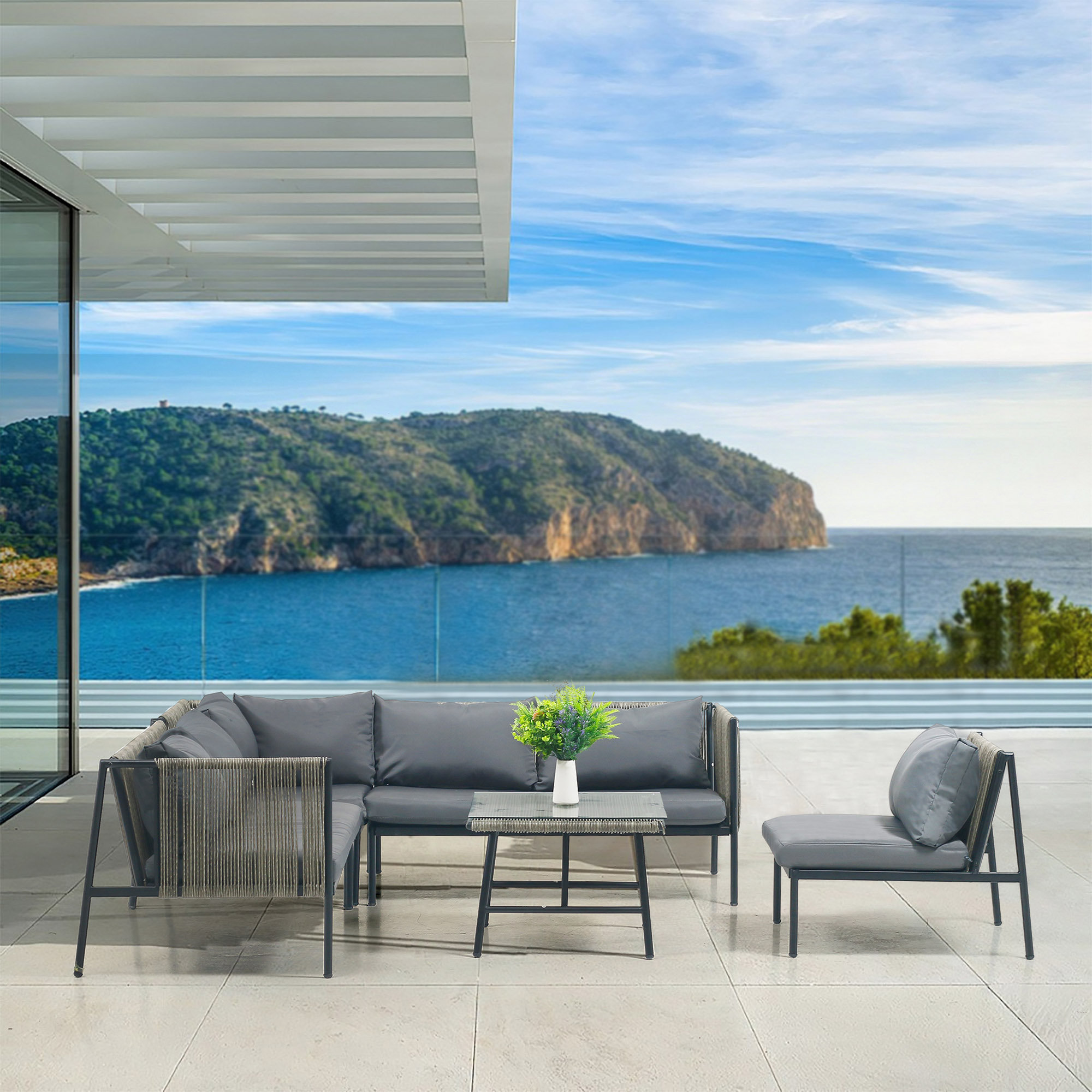 Latitude Run® 5 Pieces Outdoor Furniture Set Garden Sofa Set Garden