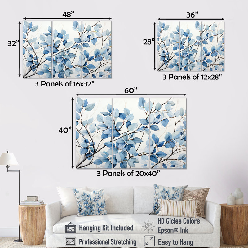 Orrington - feuilles, ensemble d'art sur toile, H 28 po x l 36 po x P 1 po, Toile tendue