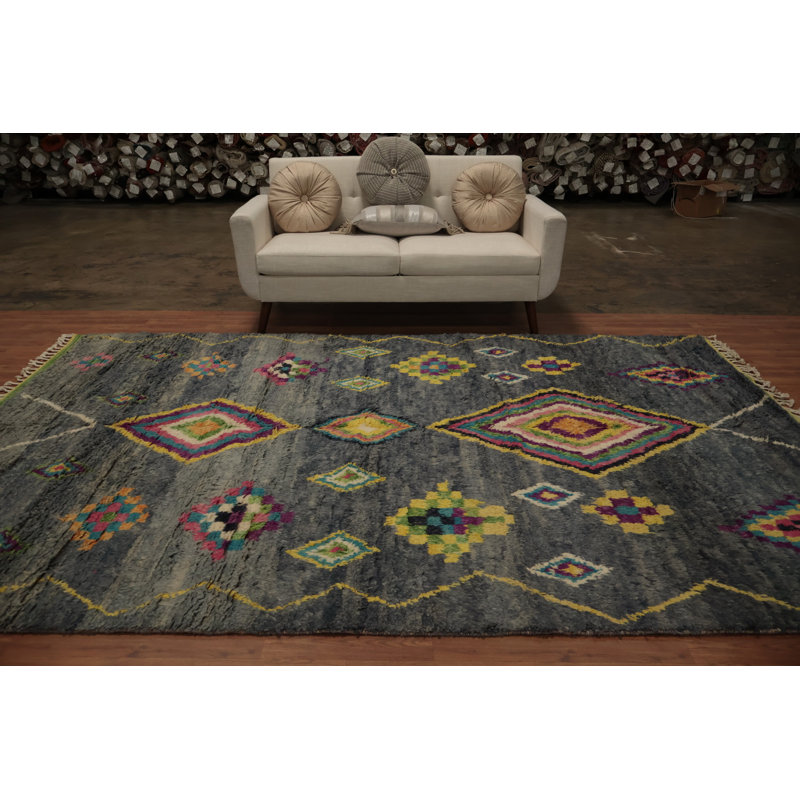 Élégant tapis marocain géométrique 7 x 11 pour rehausser votre décor