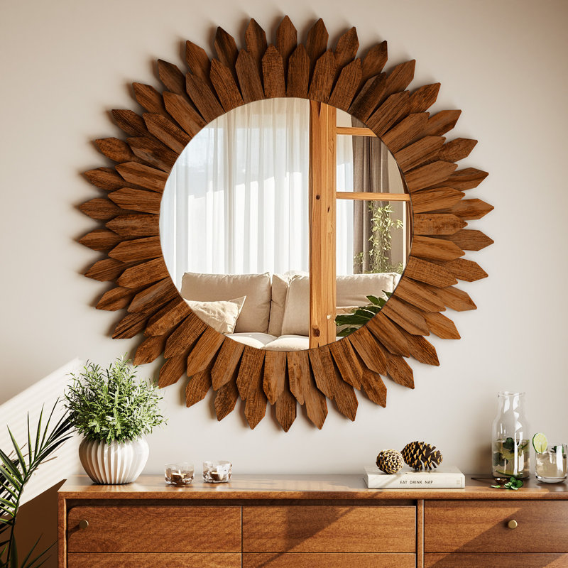 Miroir décoratif, Bois espresso, 24 po x 24 po