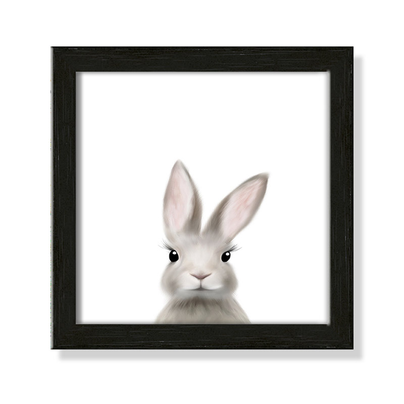 Art encadré en lapins forestières, H 9 po x l 9 po x P 1,19 po, Cadre boîte à grain de bois noir