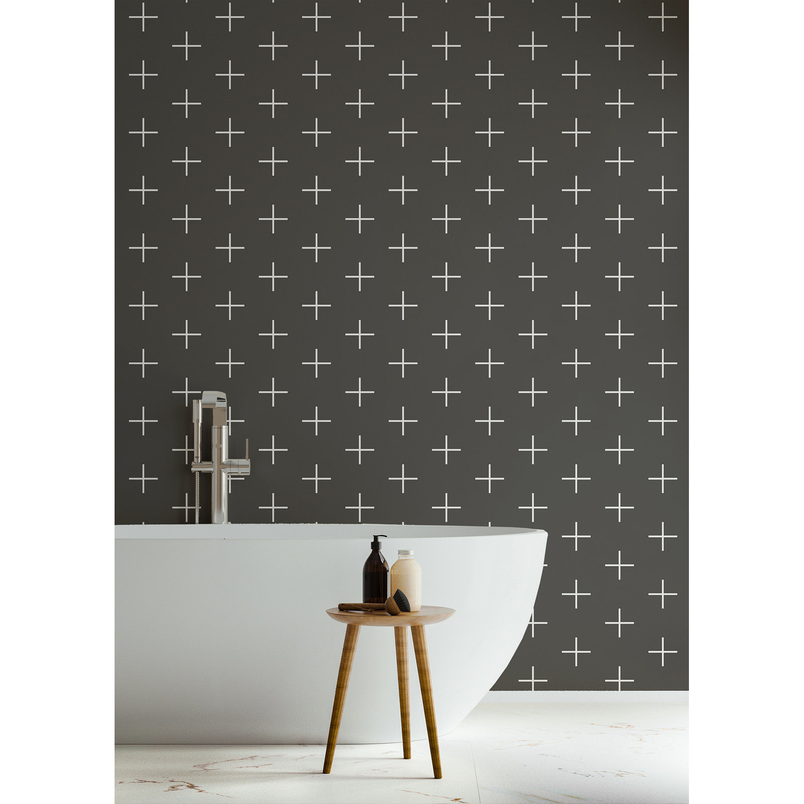 Addition Large Peel & Stick Wallpaper Roll, White/Black, Non-pasted