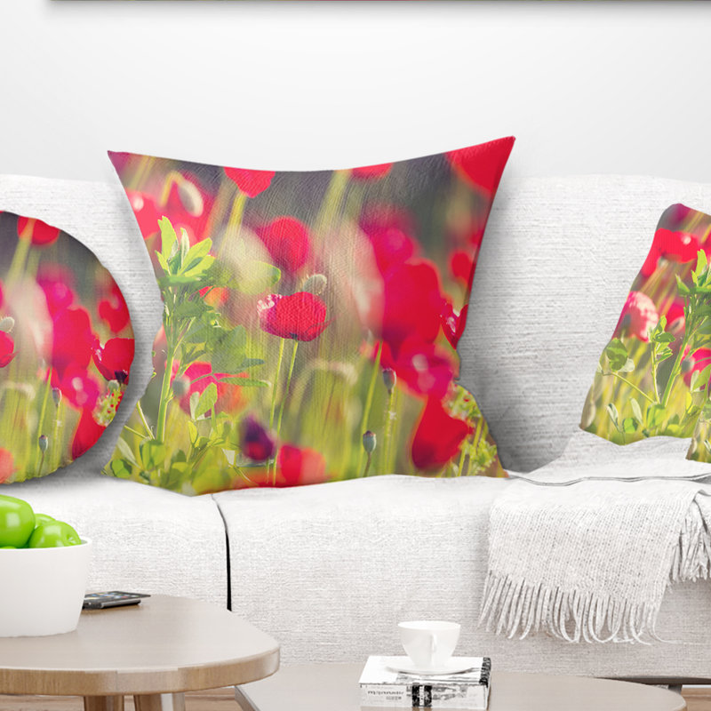 Coussins floral sur un oreiller de fond, 18 po x 18 po, Coussin décoratif