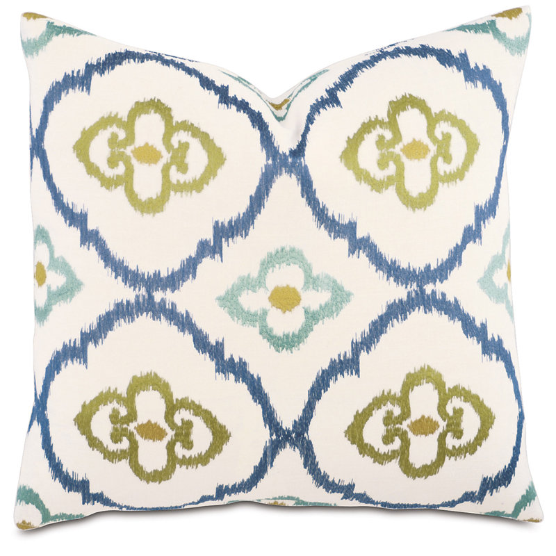 Azul Linen Square Pillow Cover & Insert, Green/Blue, 20" x 20", Down