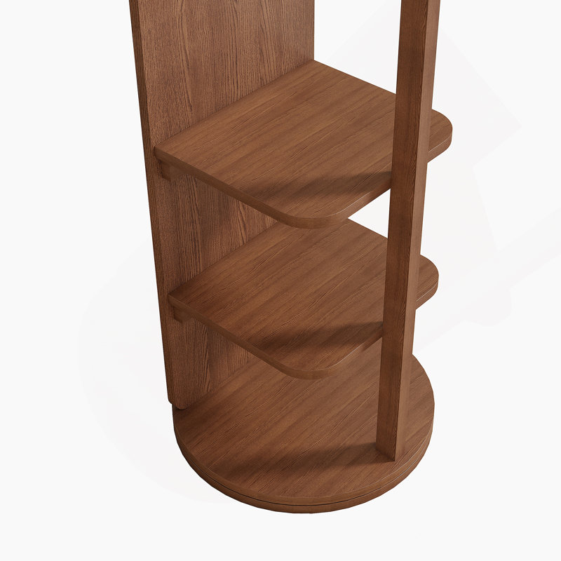 Full-Body Mirror, Solid Wood + Rubber Wood + Glass, 19.6*68.8In(Mirror Width:15.7In) Large Mirror For Viewing The Whole Body, Easy To Dress And Tidy Up And Place In The Bedroom/Living Room (Walnut)
