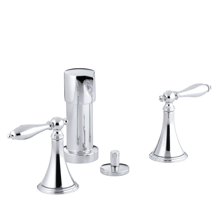 Finial® Vertical Spray Bidet Faucet with Lever Handles and Matching Handle Inserts