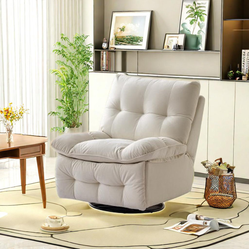 Versatile Recliner With High Resilience Upholstered Swivel Recliner, Blue